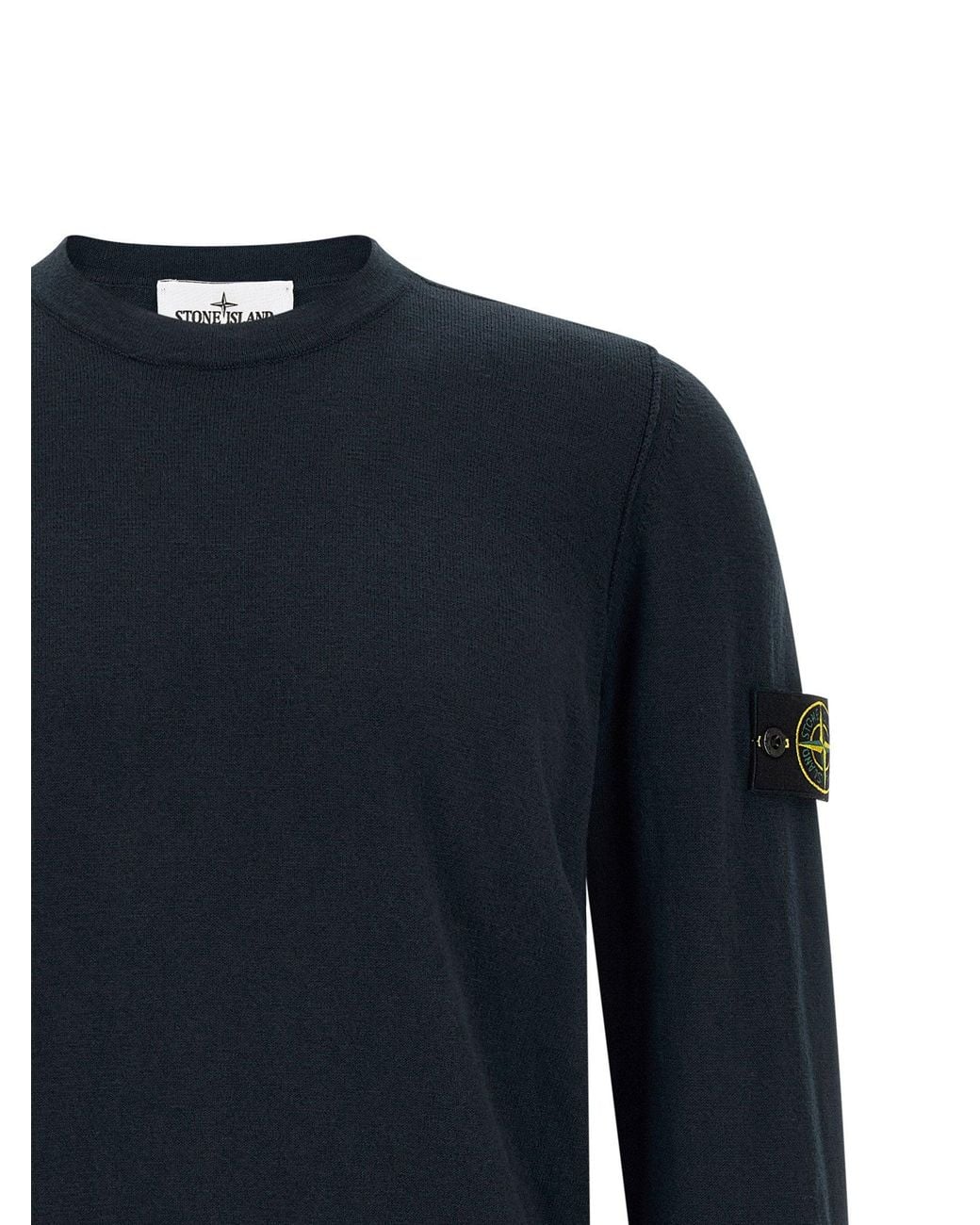 Stone Island Blue Shaved Cotton-Nylon Knit Sweater