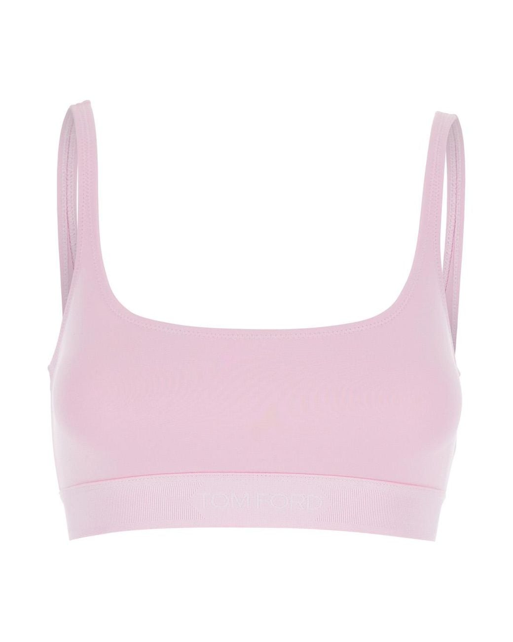 Tom Ford Pink Top Bralette With Wide Neckline And Logo Lettering On The Front