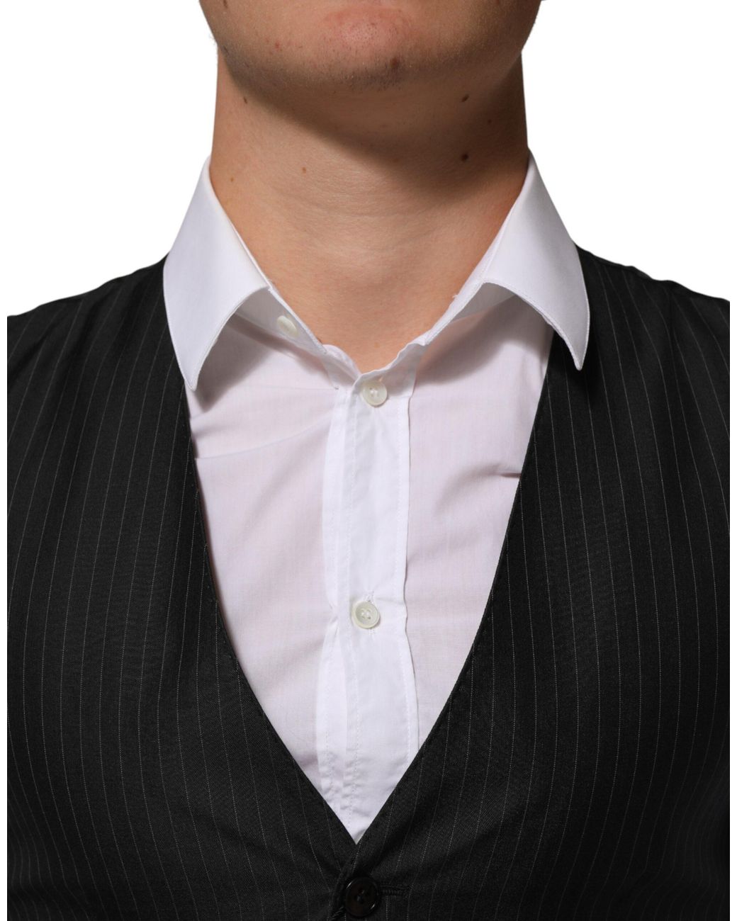 Dolce & Gabbana Black Wool Dress Formal Waistcoat Vest Se+Wo for men