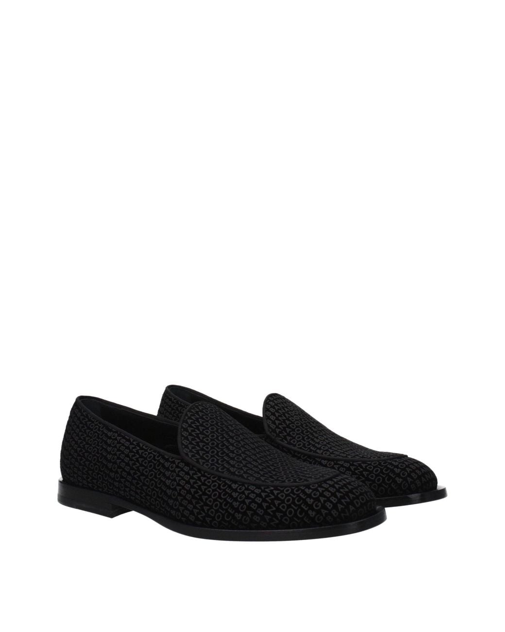 Dolce & Gabbana Black Velvet Logo Loafers for men