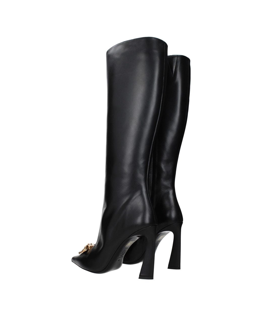 Versace Black Versace Leather High Heel Boot