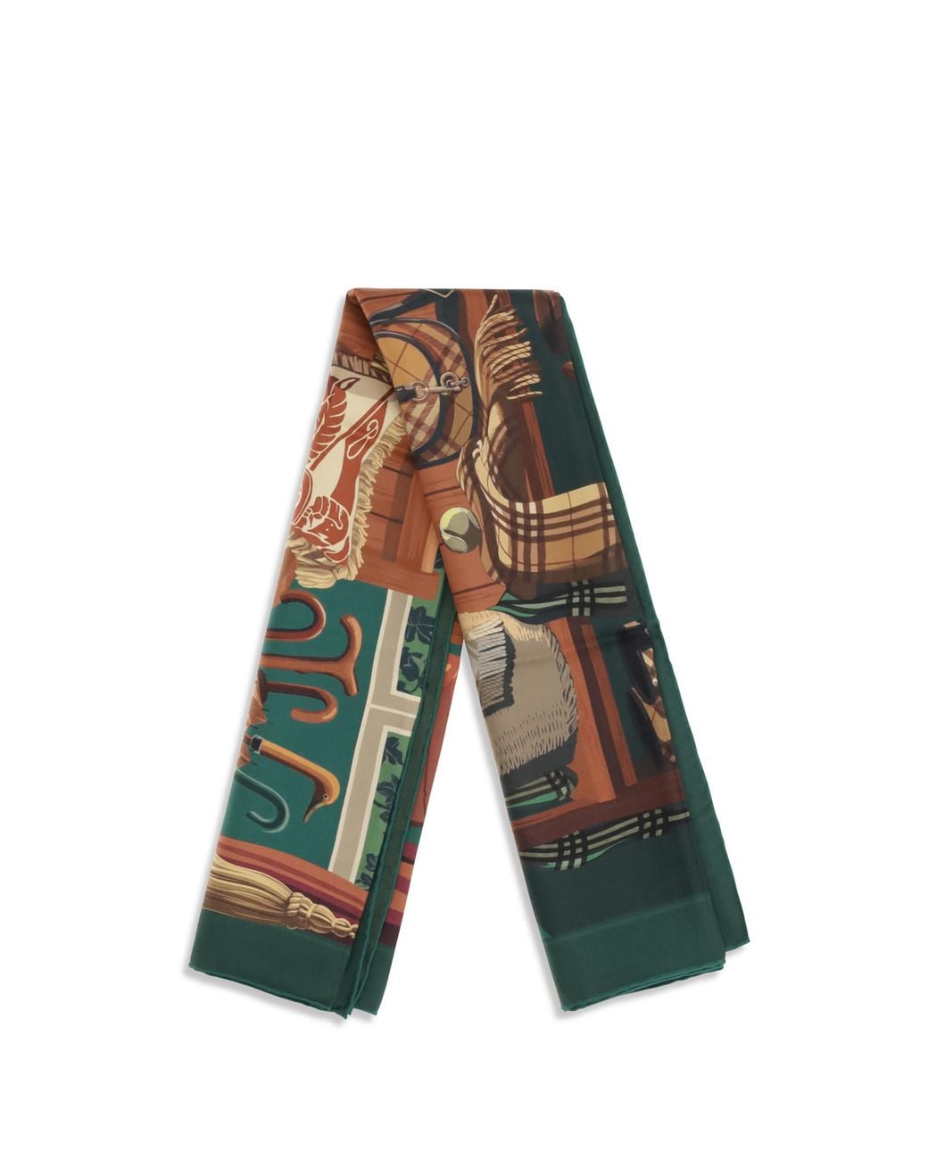 Burberry Green Knight & Day Silk Scarf Scarfs