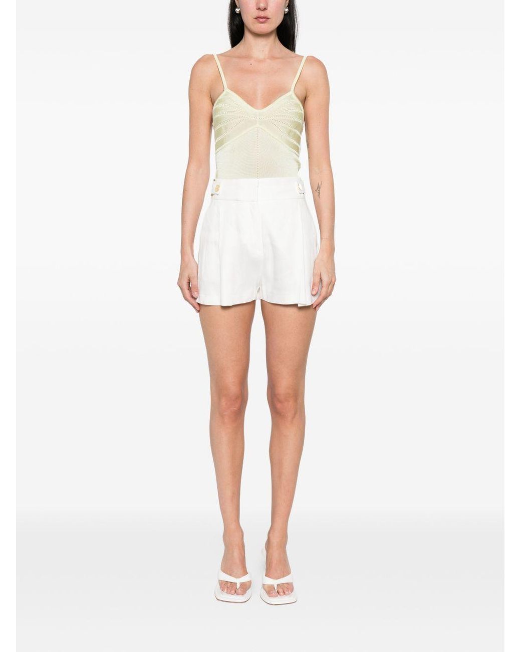 Elisabetta Franchi White Linen Blend Shorts