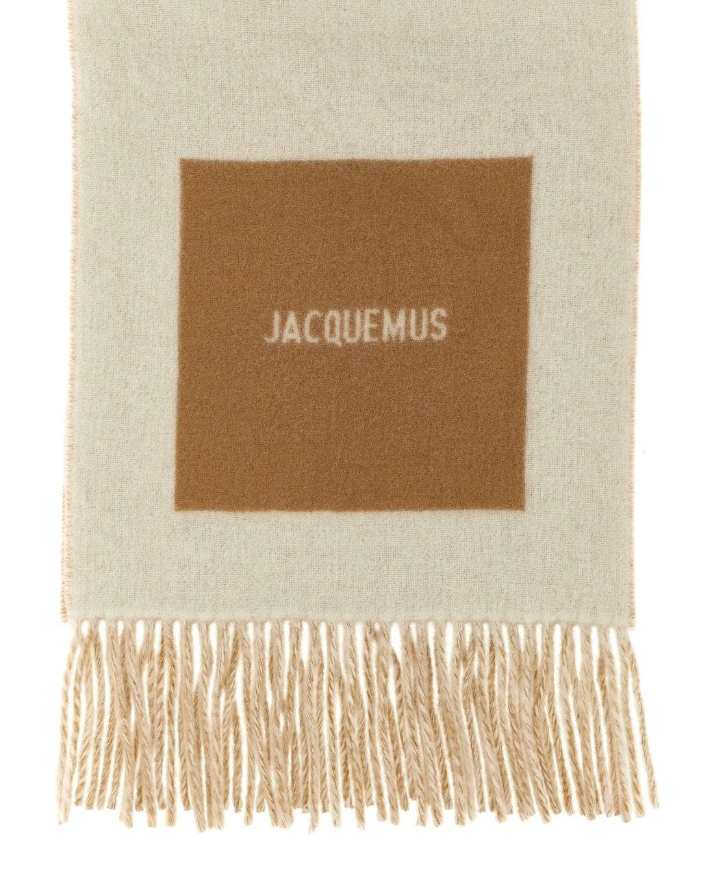 Jacquemus Natural Virgin Wool Colorblock Scarf for men