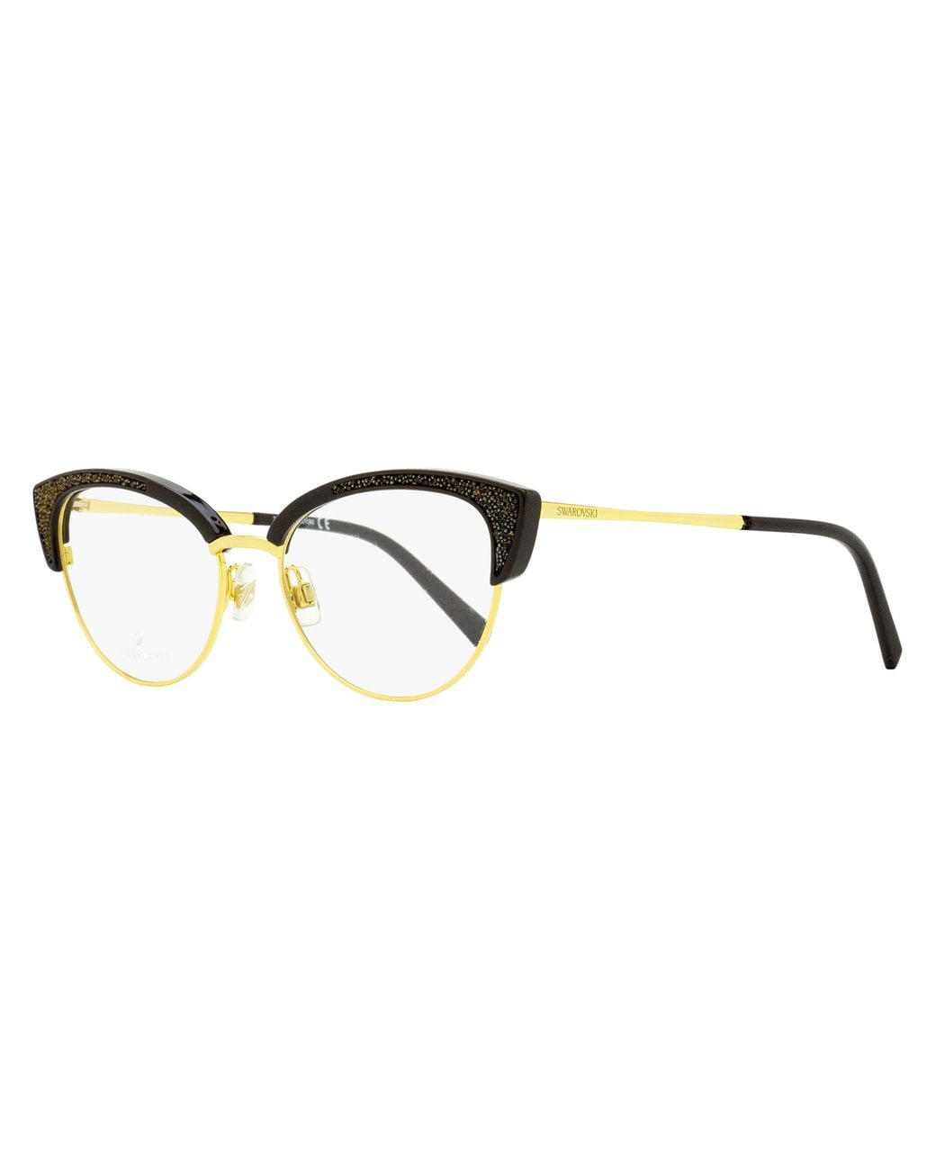 Swarovski Black Brow Line Eyeglasses Sk5363 048 Deep-Dark 53Mm/Dark Metal/Plastic (Injected)