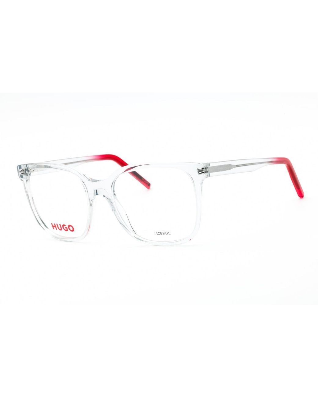 HUGO Black Hugo Hg1266 Rectangular Acetate Eyeglasses — Clear