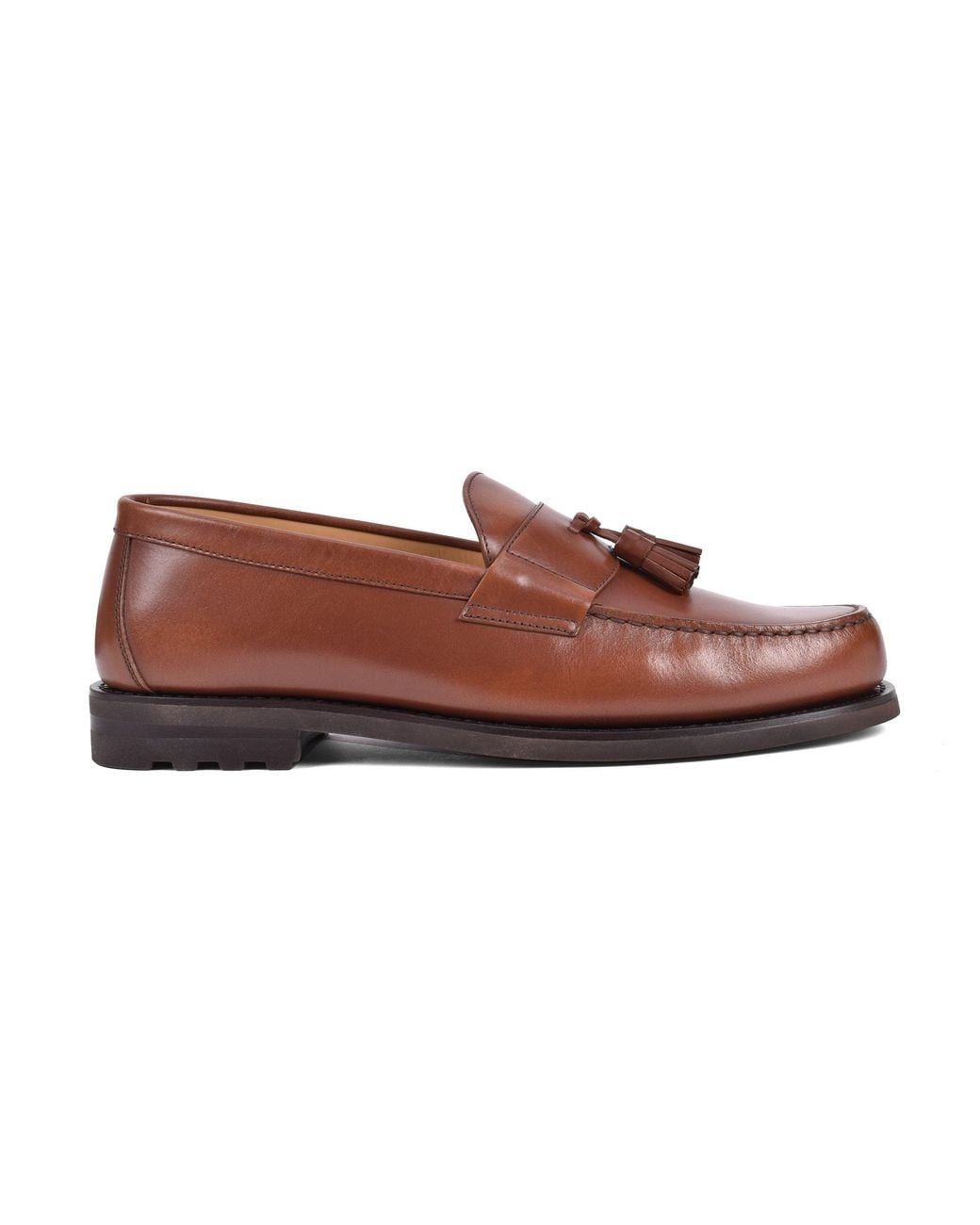 Brunello Cucinelli Brown Leather Tassel Loafers for men