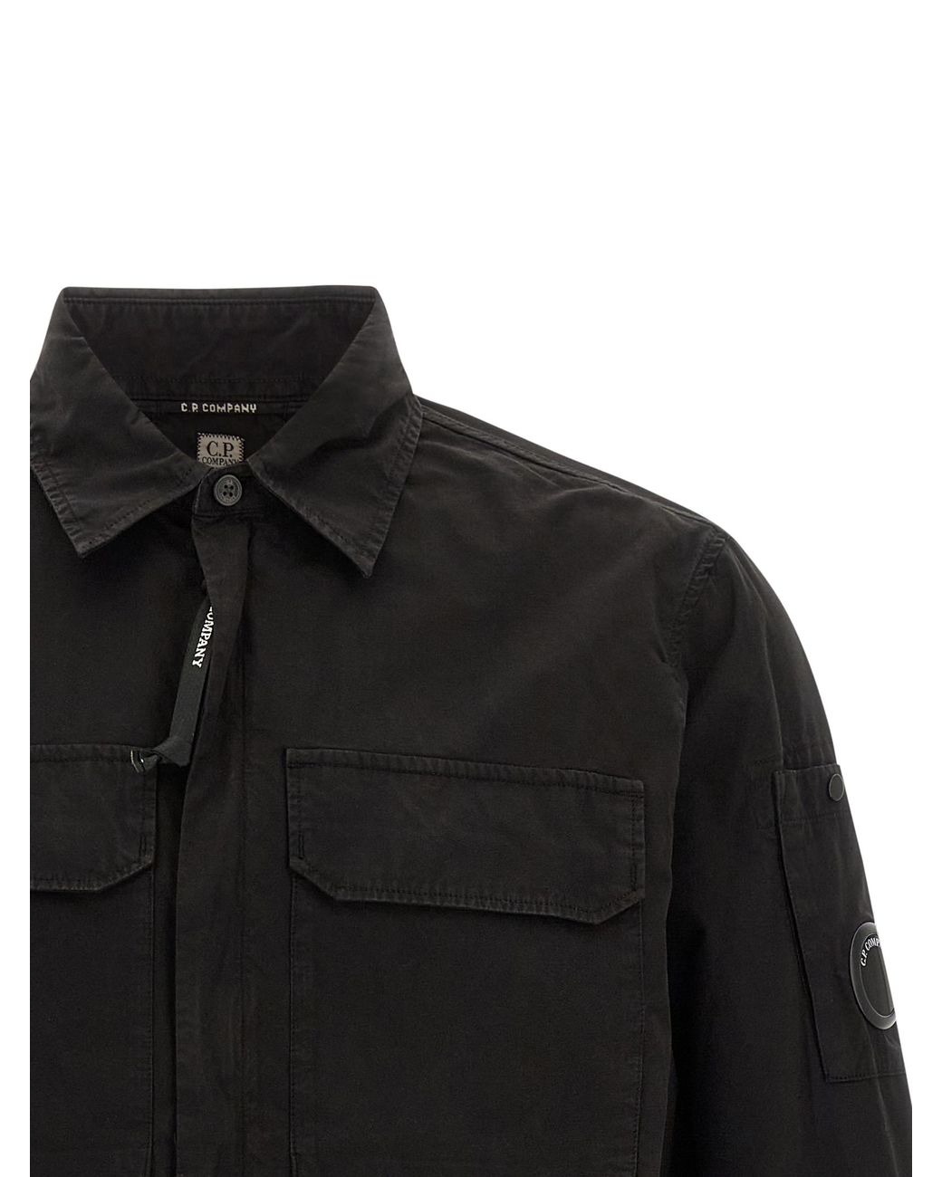 C P Company Black C.P. Company 100% Organic Cotton Overshirt for men