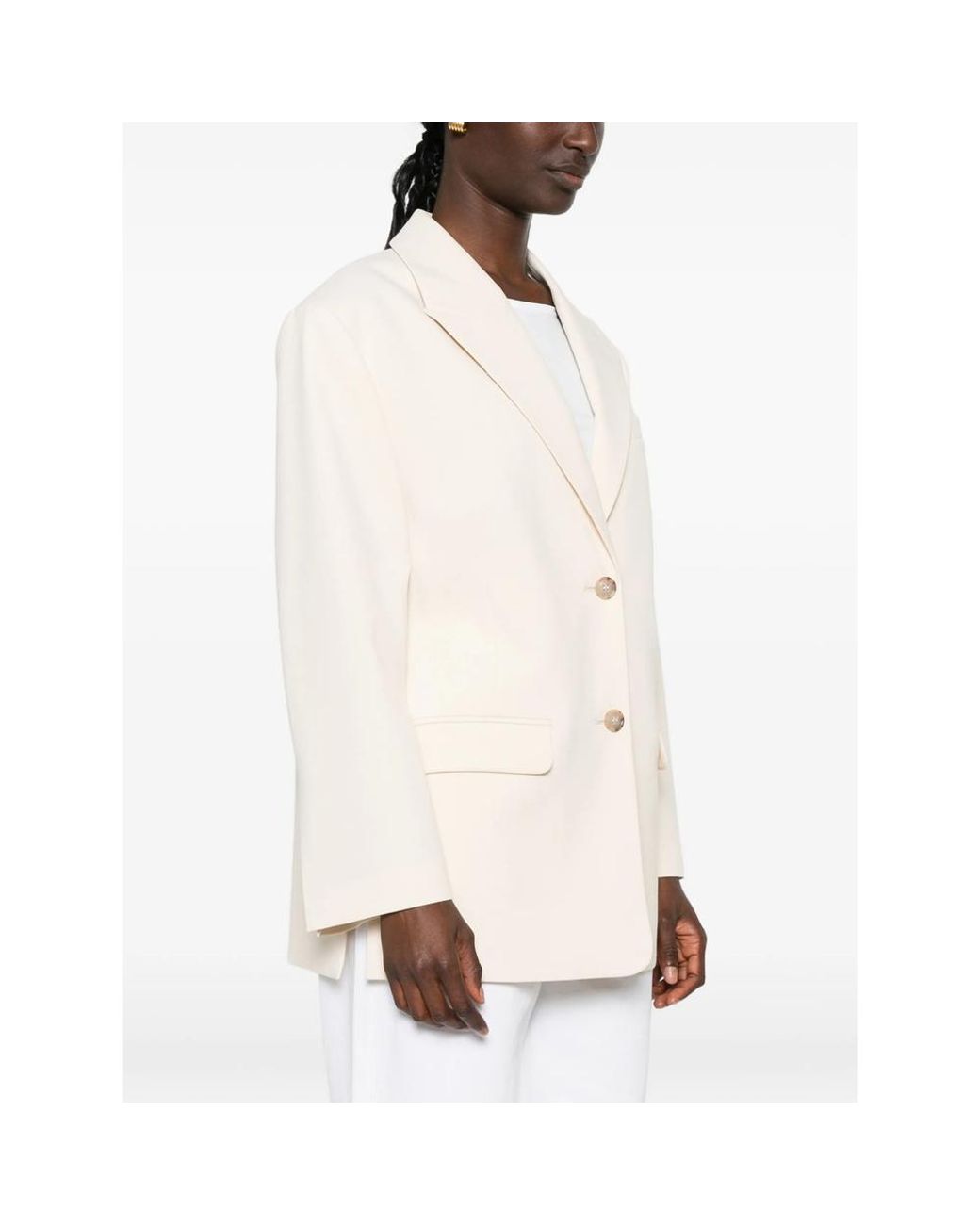 By Malene Birger Natural Adele Single-Breasted Peak-Lapels Blazer