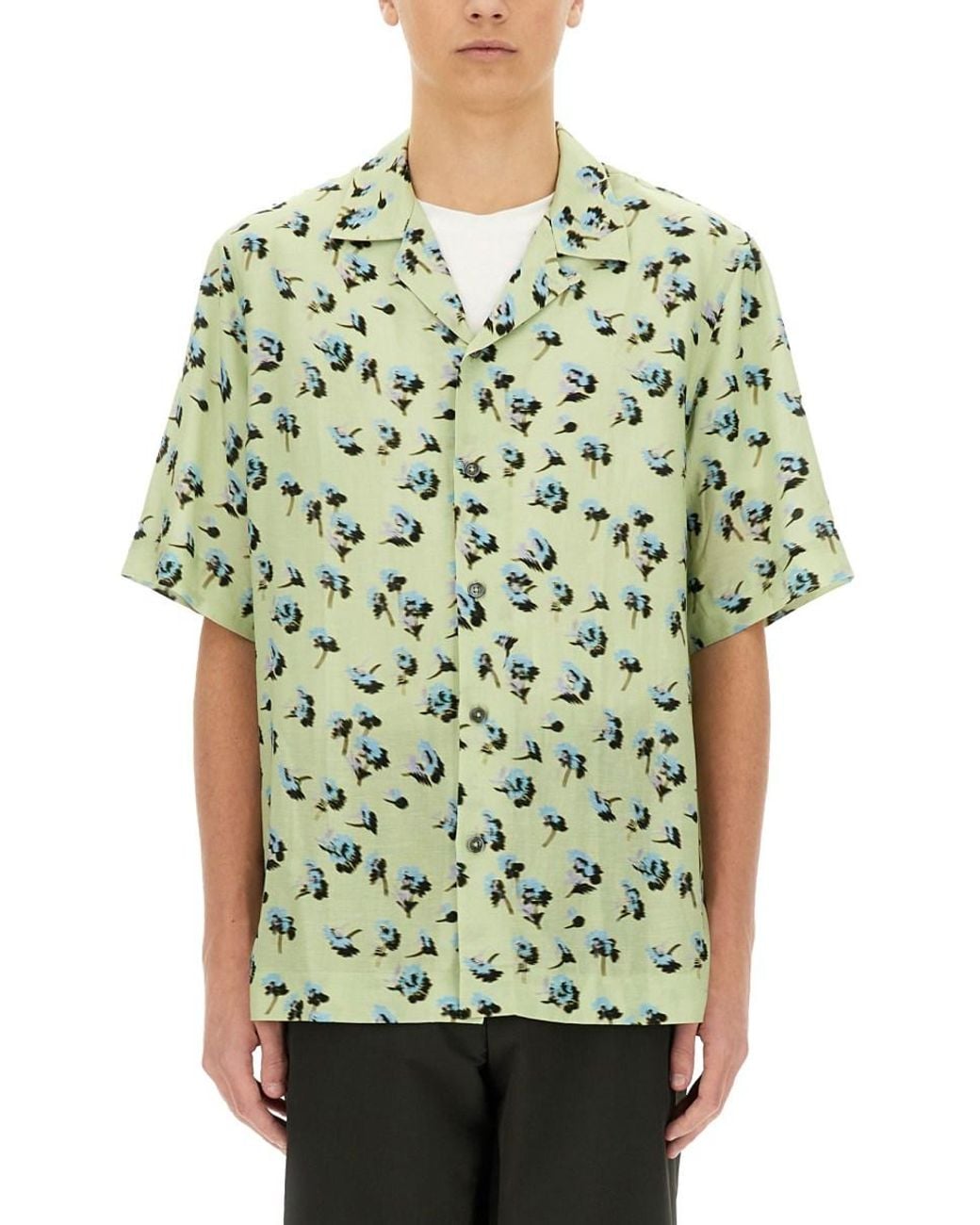 Paul Smith Green Bowling Shirt Viscose for men