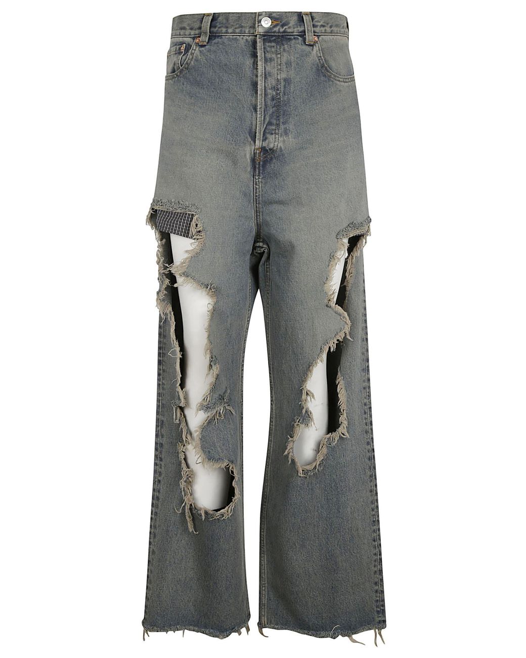 Balenciaga Destroyed baggy Jeans in Gray for Men | Lyst