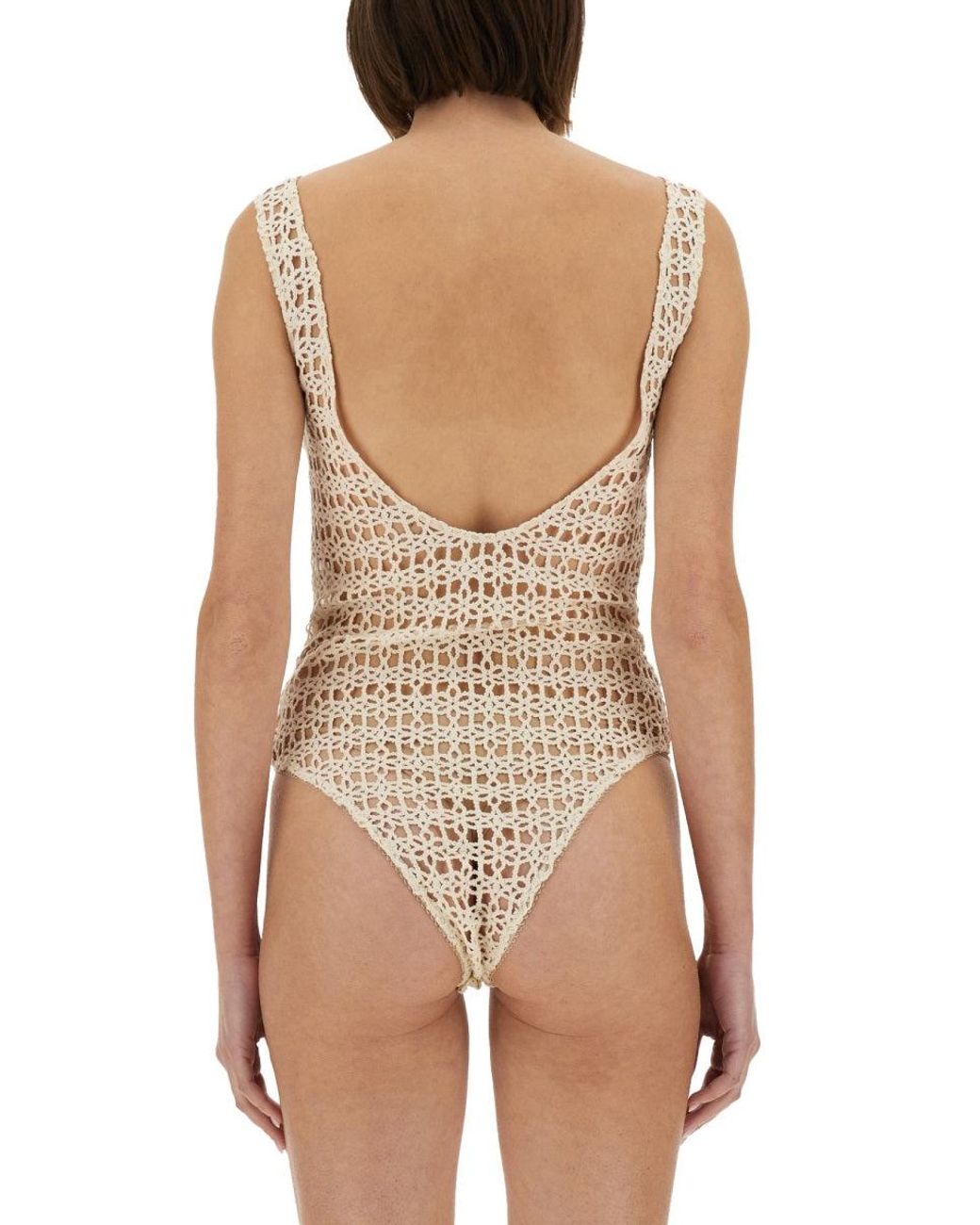 Alysi White Alysi Macramé Cotton Bodysuit