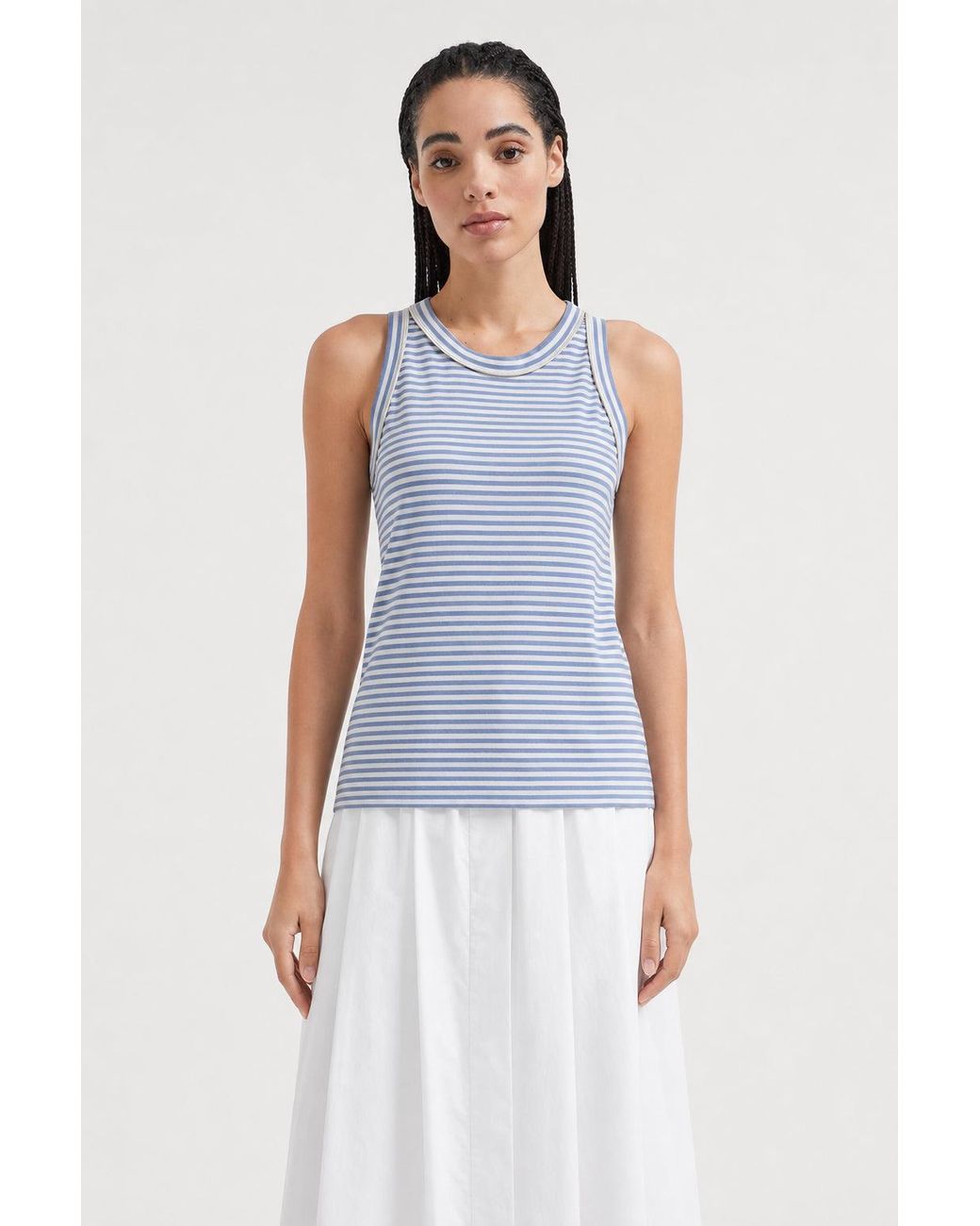 Brunello Cucinelli Blue Striped Cotton Shirt Light