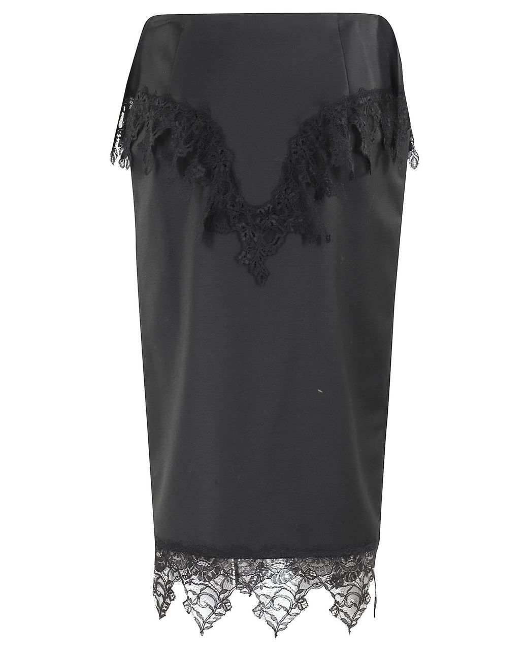 Blumarine Chiffon Midi Skirt With Scalloped Lace Appliqué in Black | Lyst
