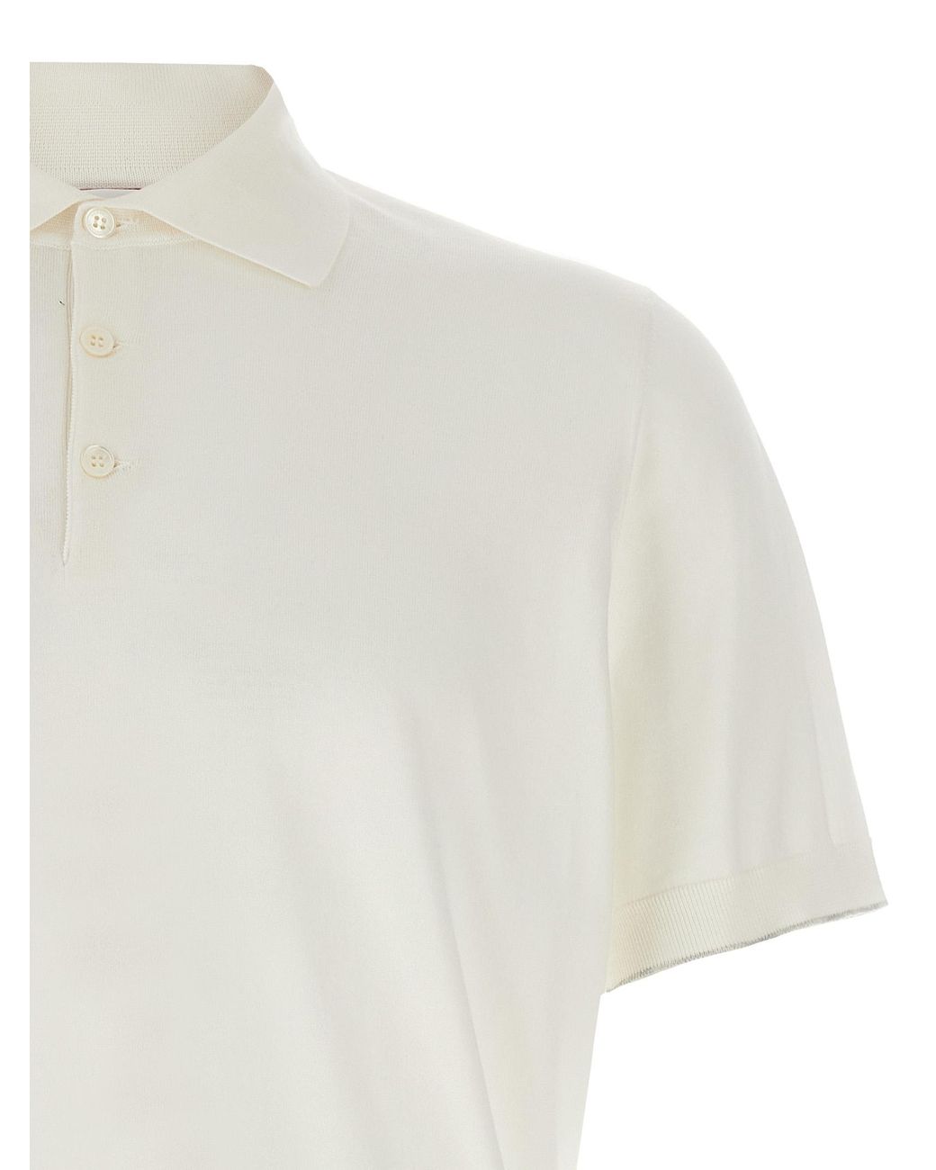 Brunello Cucinelli White Cotton Polo Shirt for men