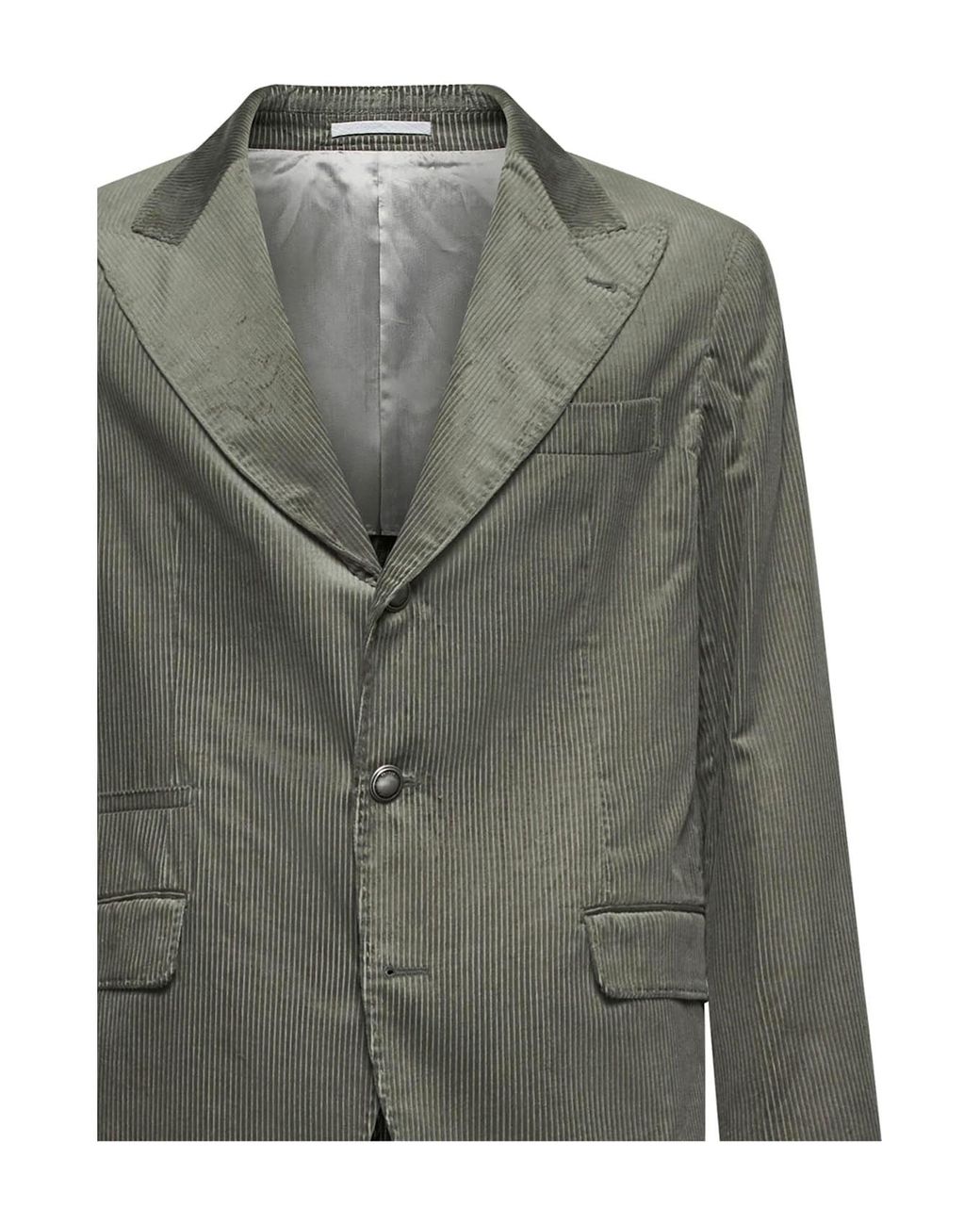 Brunello Cucinelli Green Cotton Pinstripe Blazer for men