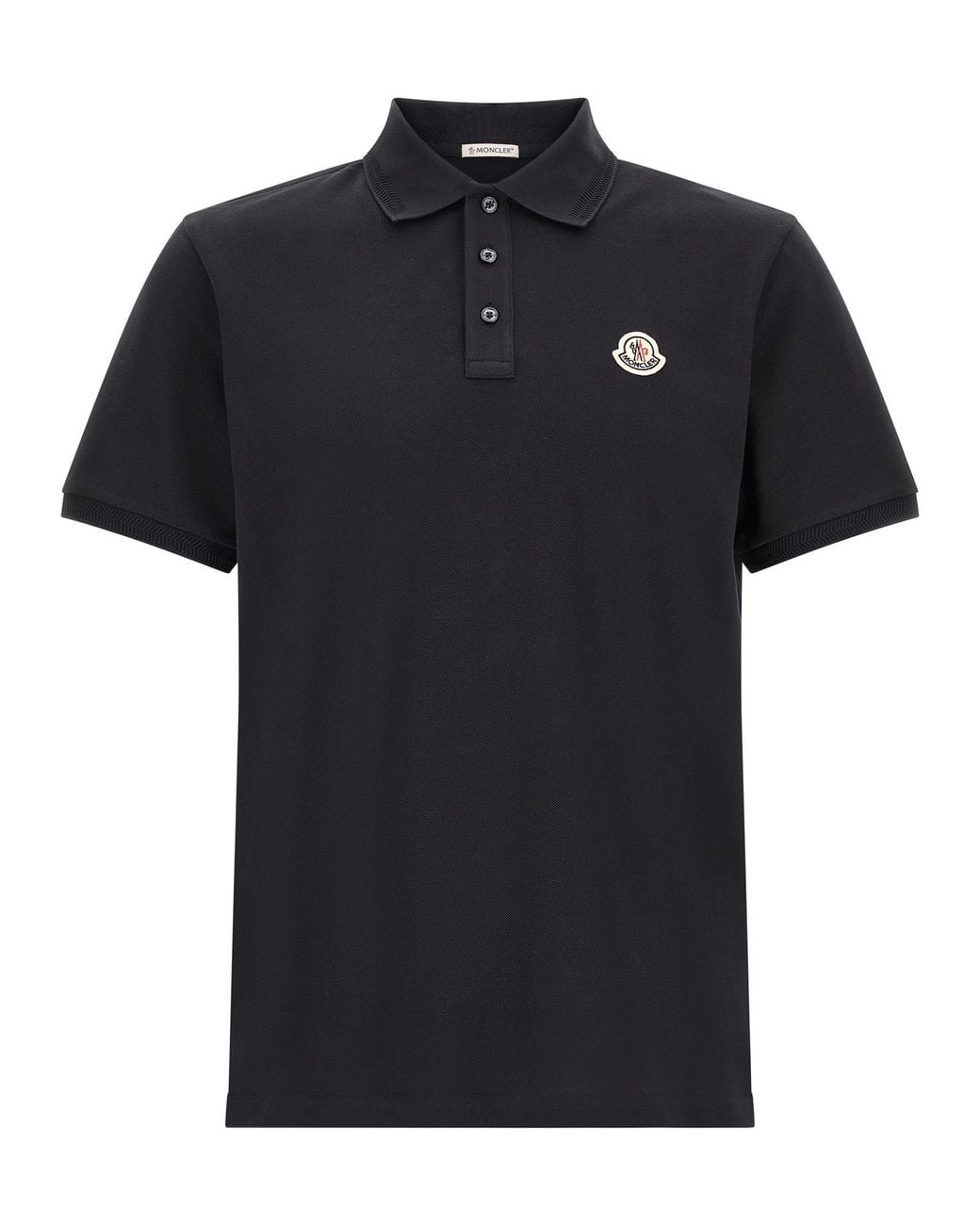 Moncler Black Cotton Polo Shirt for men