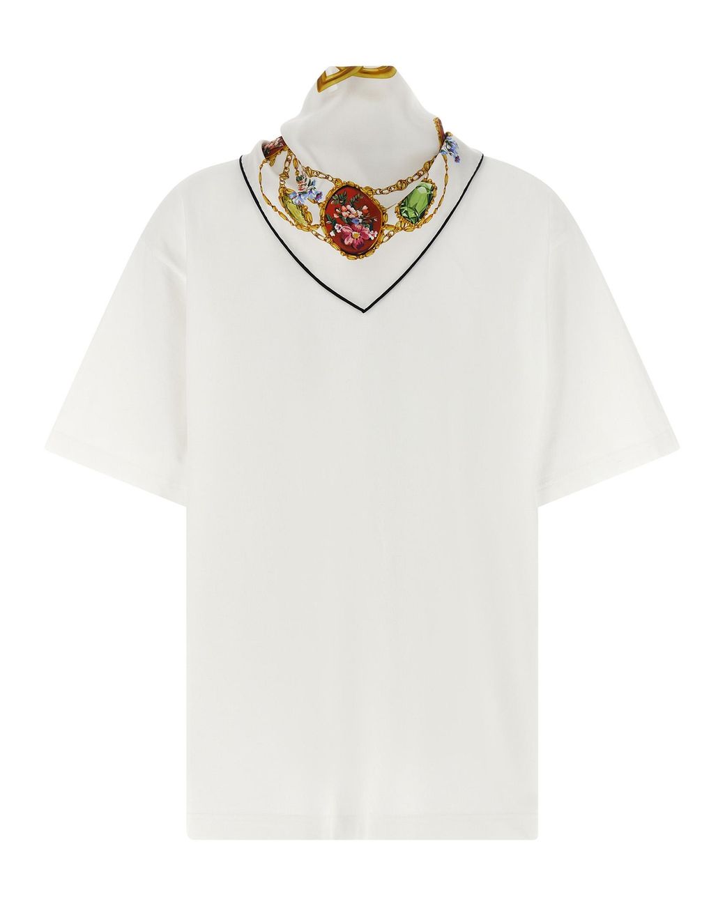 Dolce & Gabbana White Dolce & Gabbana T-Shirt With Scarf