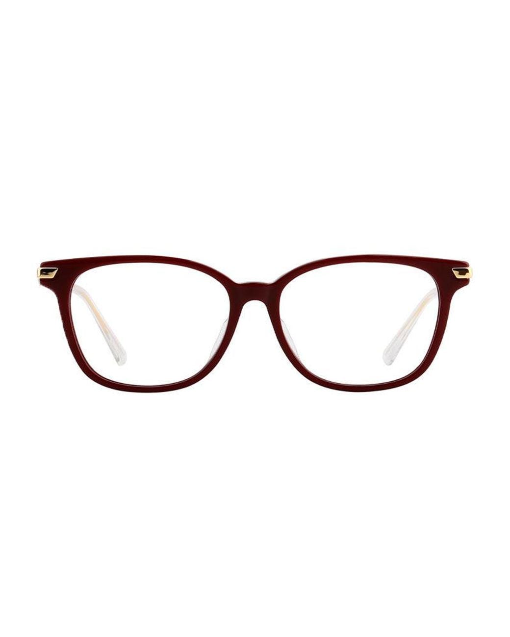 Bottega Veneta Brown Eyeglasses Square Full Rim, Burgundy- Frame And Clear Demo Lenses Lens Bv1074Oa004