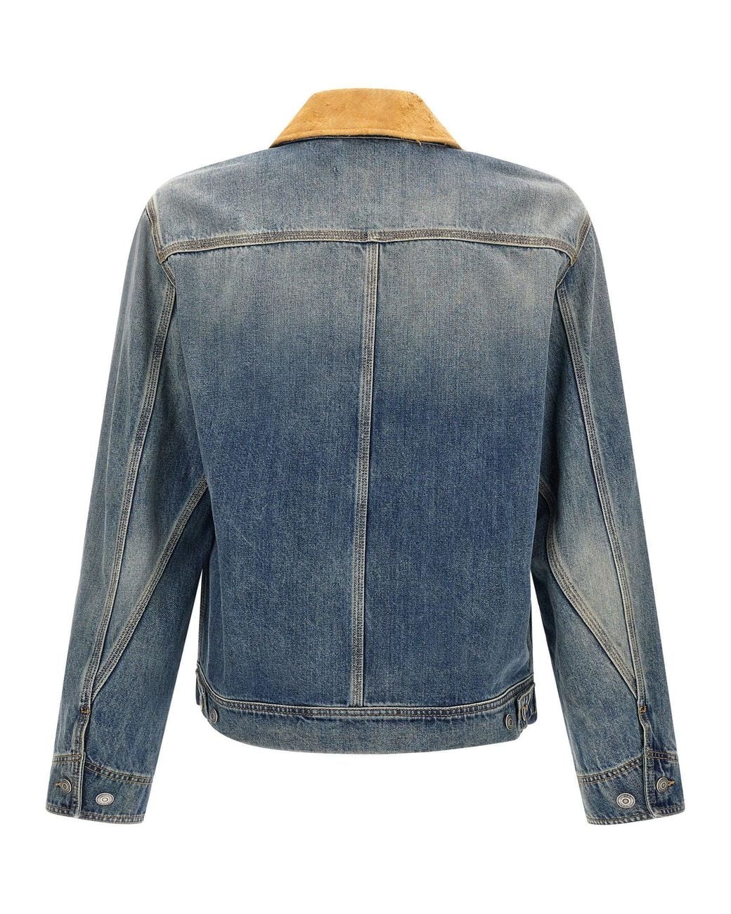 McQueen Blue Suede-Collar Denim Jacket