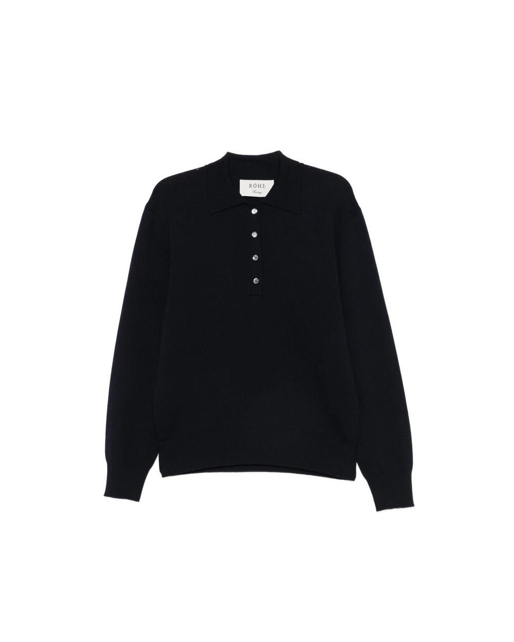 Rohe Black Button-Placket Polo Sweater