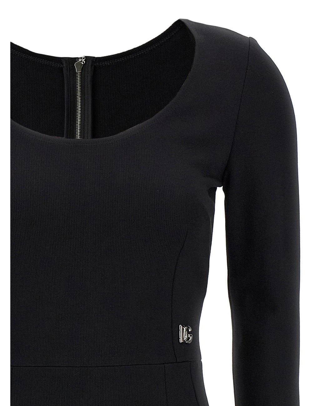 Dolce & Gabbana Black Dolce & Gabbana Logo Stretch Viscose Dress