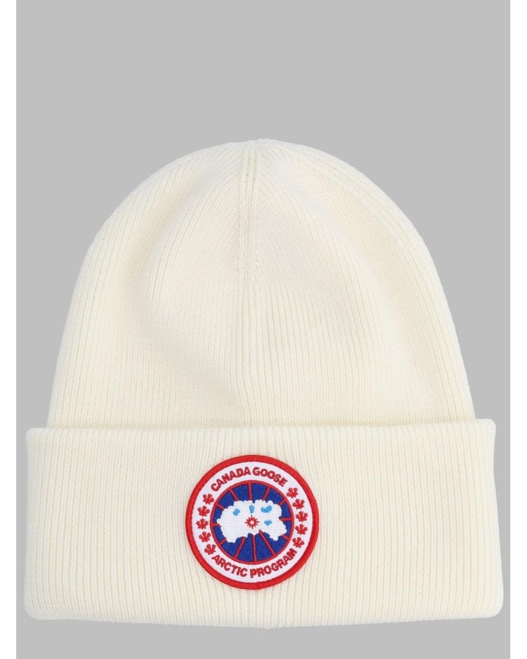 Canada Goose White Wool Beanie Arctic Hat