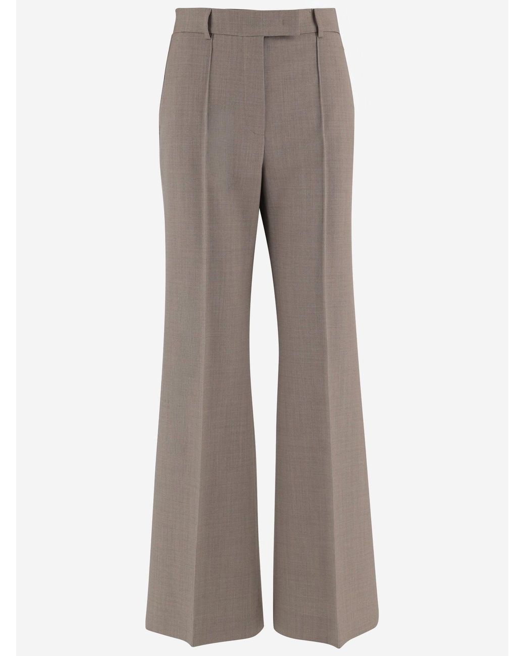 Ql2 Gray Trousers Wide-Leg Wool-Blend