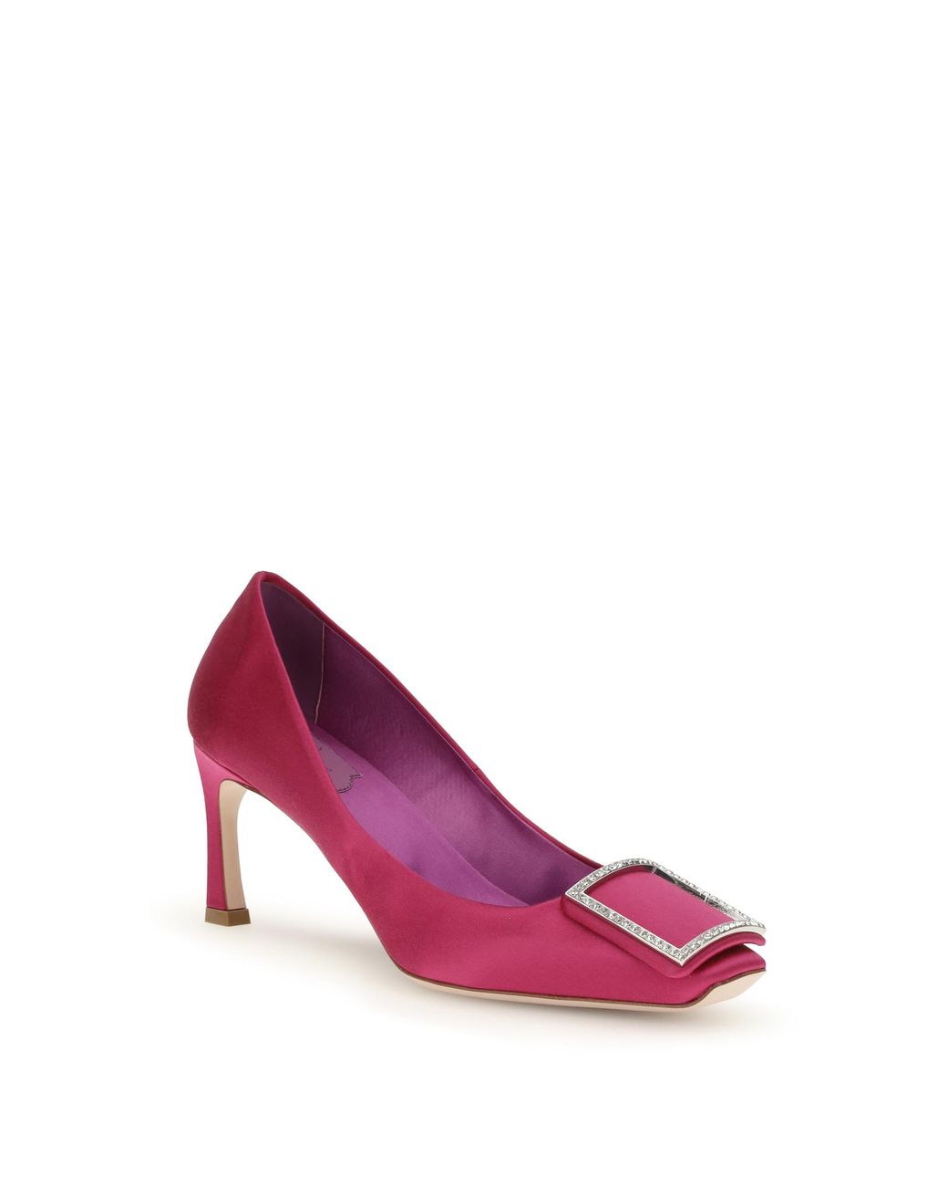 Roger Vivier Pink Pumps Trompette Décolletés Satin Fuchsia Medium Upper: Fabric