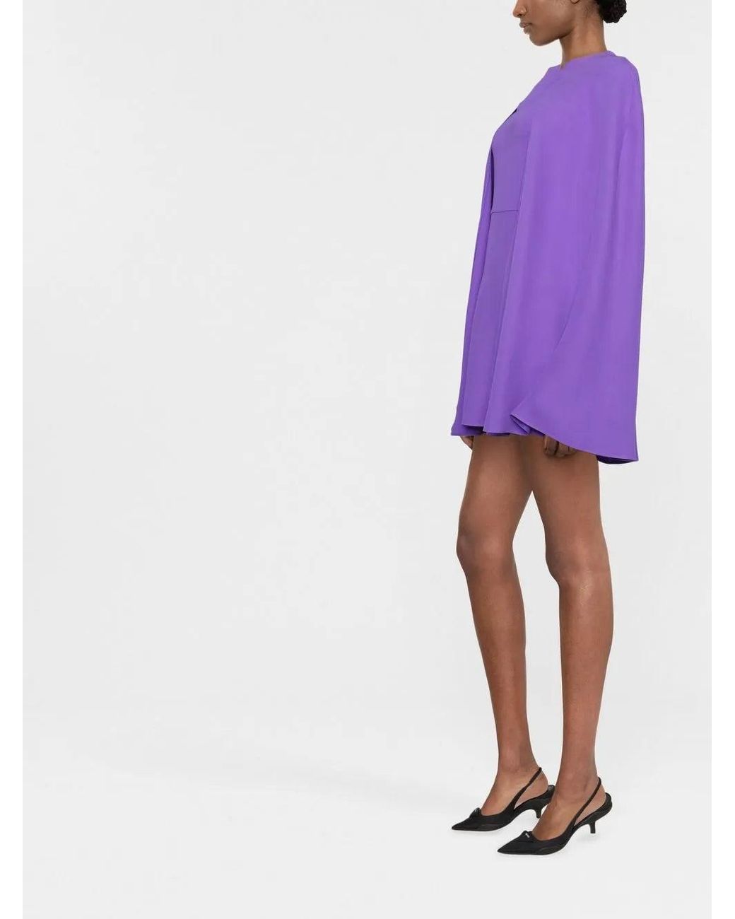 Valentino Purple Cape-Style Silk Dress