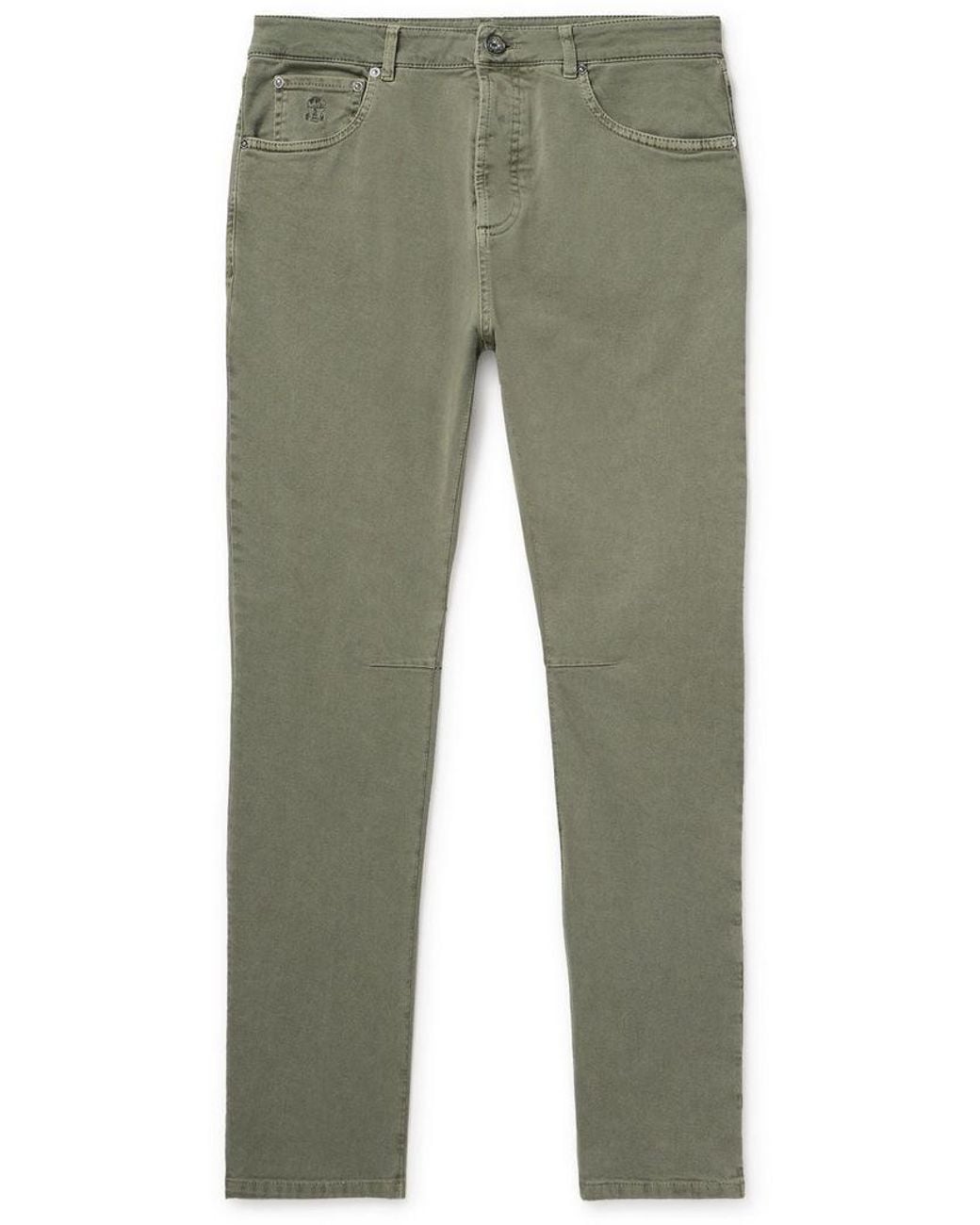 Brunello Cucinelli Green Straight-Leg Trousers for men