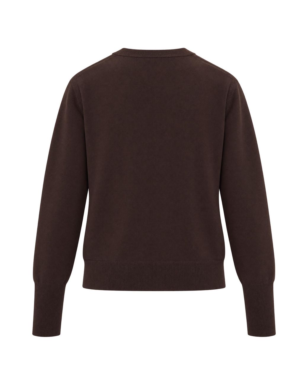 Patrizia Pepe Brown Crewneck Sweater Layering-Effect Wool