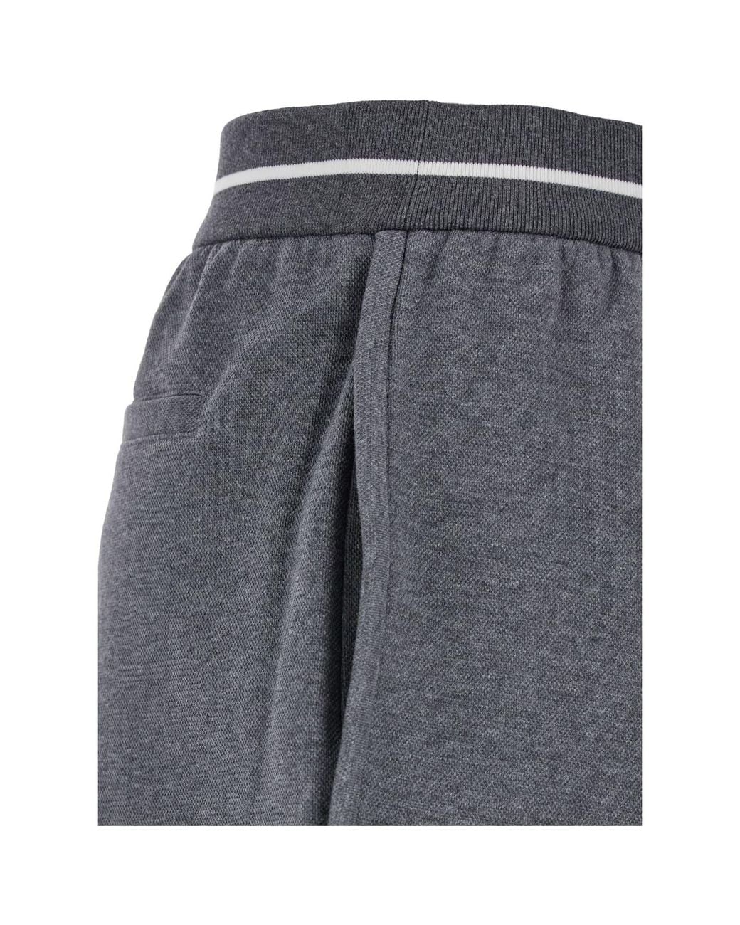 Brunello Cucinelli Gray Lead Cotton Blend Casual Shorts