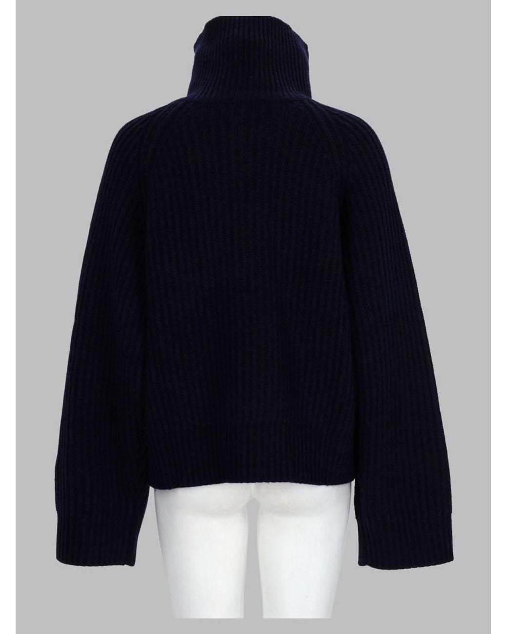 Ganni Blue Ribbed Wool Jumper Rws Sweater