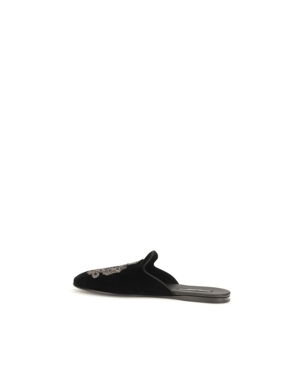 Dolce & Gabbana Black Velvet Flats for men
