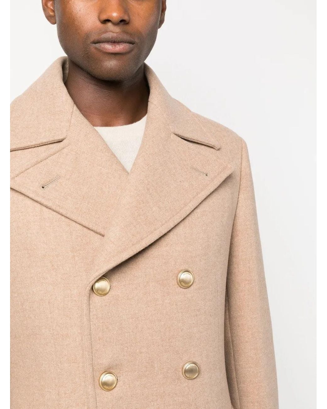 Brunello Cucinelli Natural Light Camel Wool Double Breasted Jacket for men