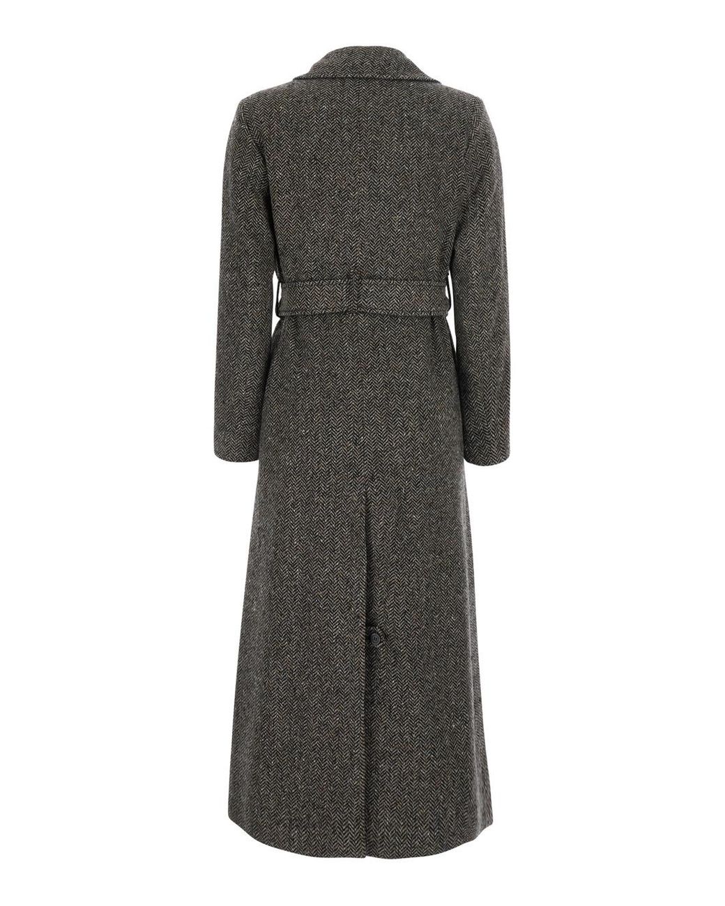 Momoní Black Momoni Houndstooth Wool-Blend Coat