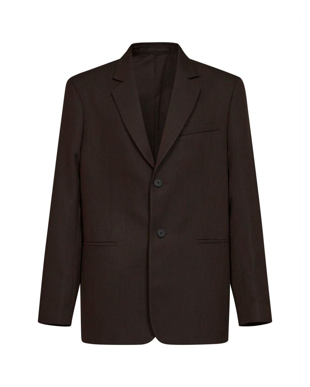 Studio Nicholson Black Coffee Virgin Wool Rover Single-Breasted Tailored Blazer for men