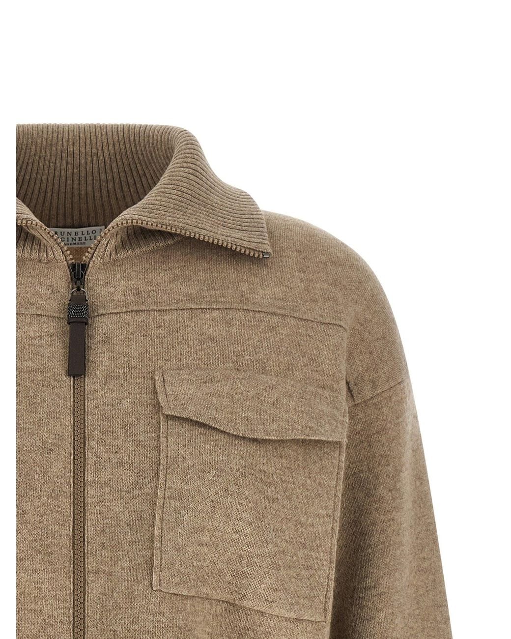 Brunello Cucinelli Natural Wool Crop Cardigan