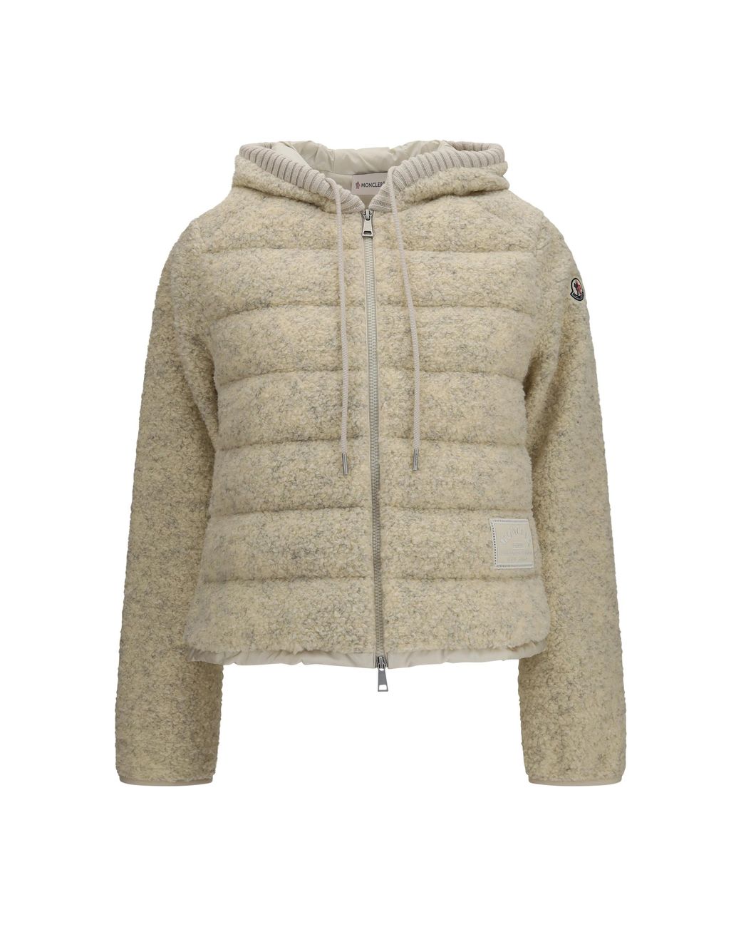 Moncler White Padded Teddy Hoodie Sweater