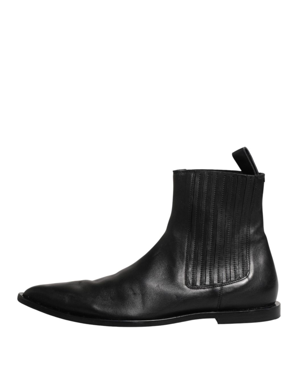 Dolce & Gabbana Black Chelsea Short Ankle Boots Shoes Leather for men