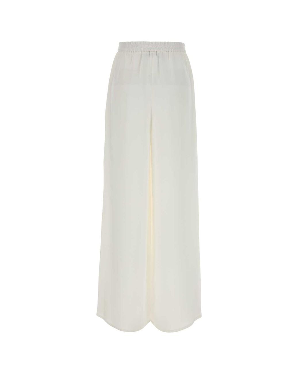 Max Mara White Volonta Silk Wide-Leg Pant