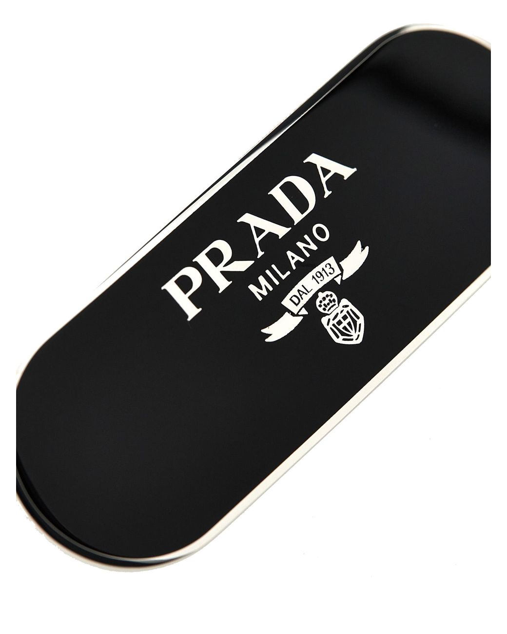 Prada Black Stainless Steel Hair Clip Accessory