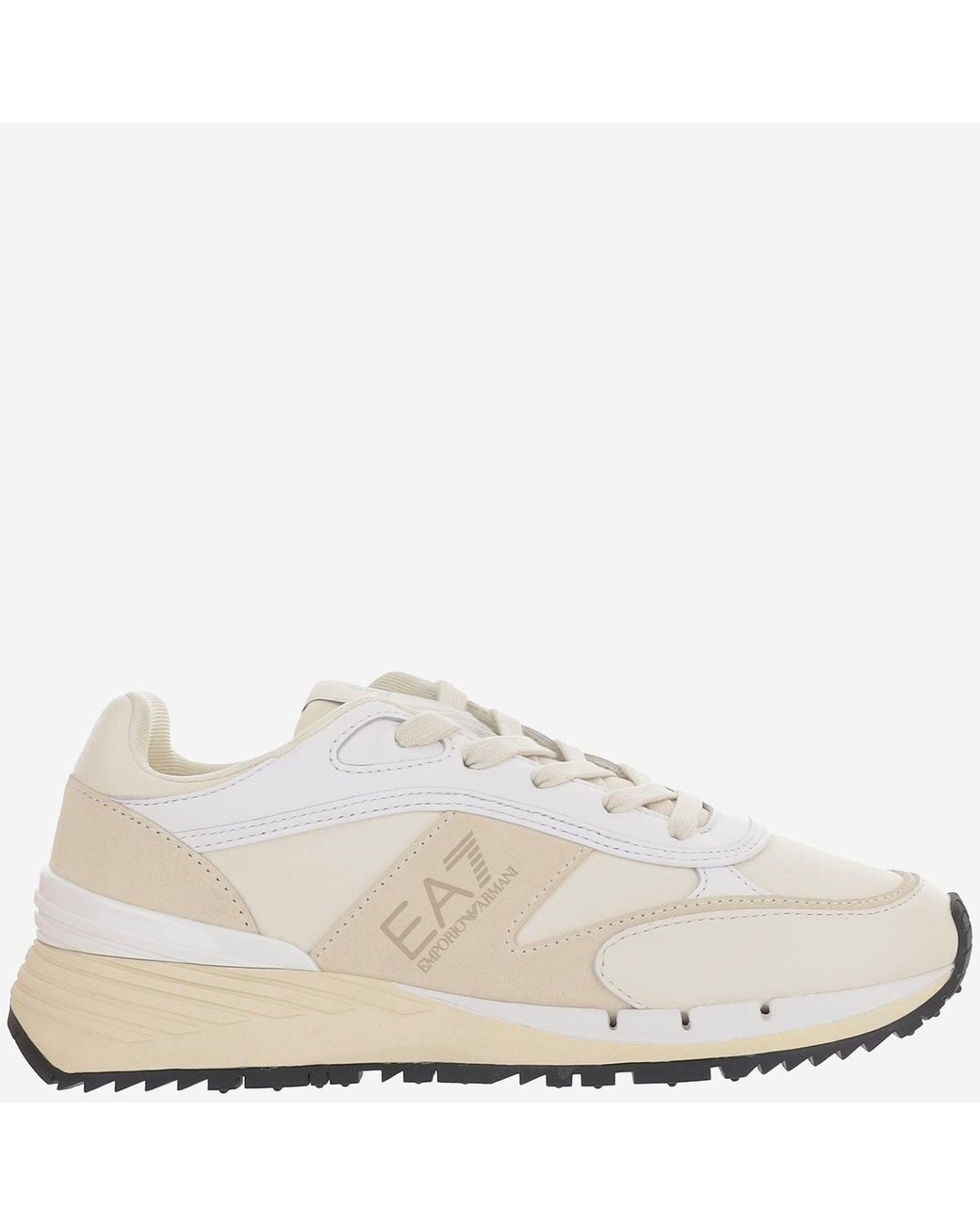 EA7 Natural Leather Sneakers With Logo Details for men