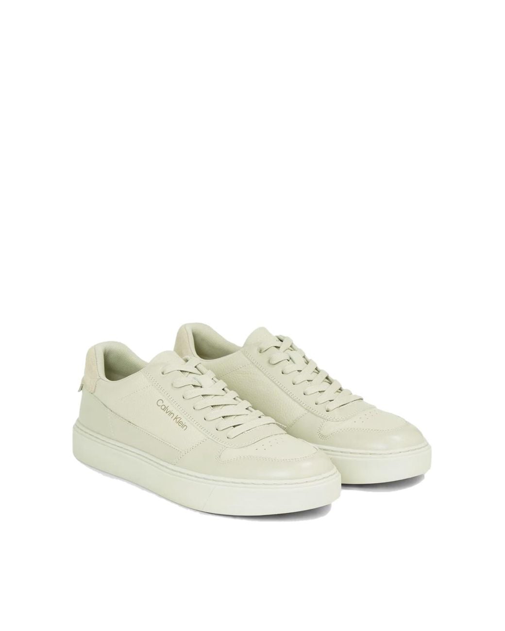 Calvin Klein White Low Top Lace Up Bskt Sneakers for men