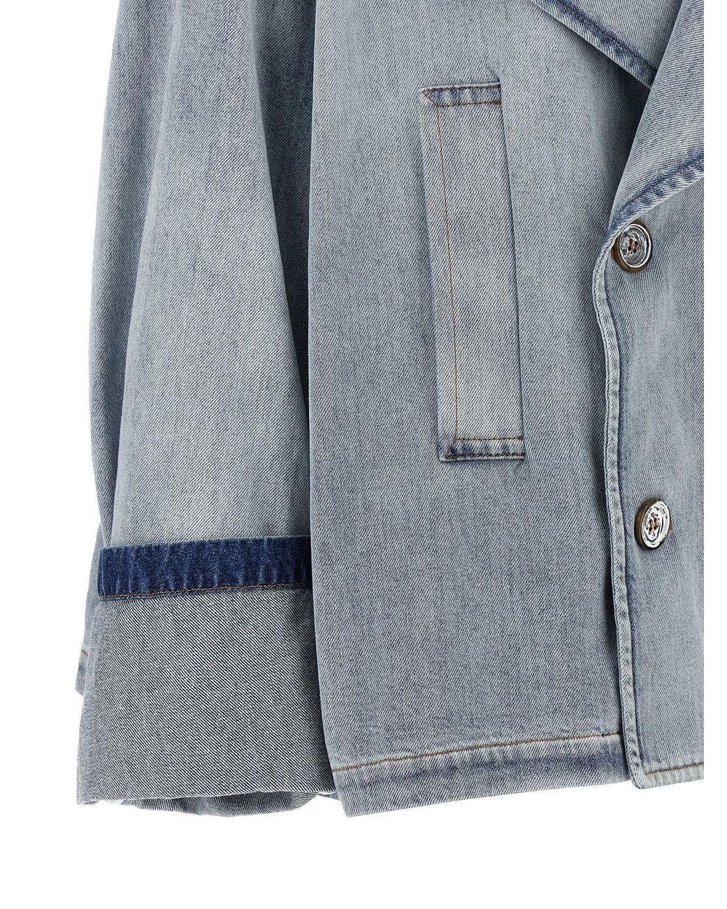 MM6 by Maison Margiela Blue Double-Breasted Jacket Cotton Down Jacket, Parka, Casual