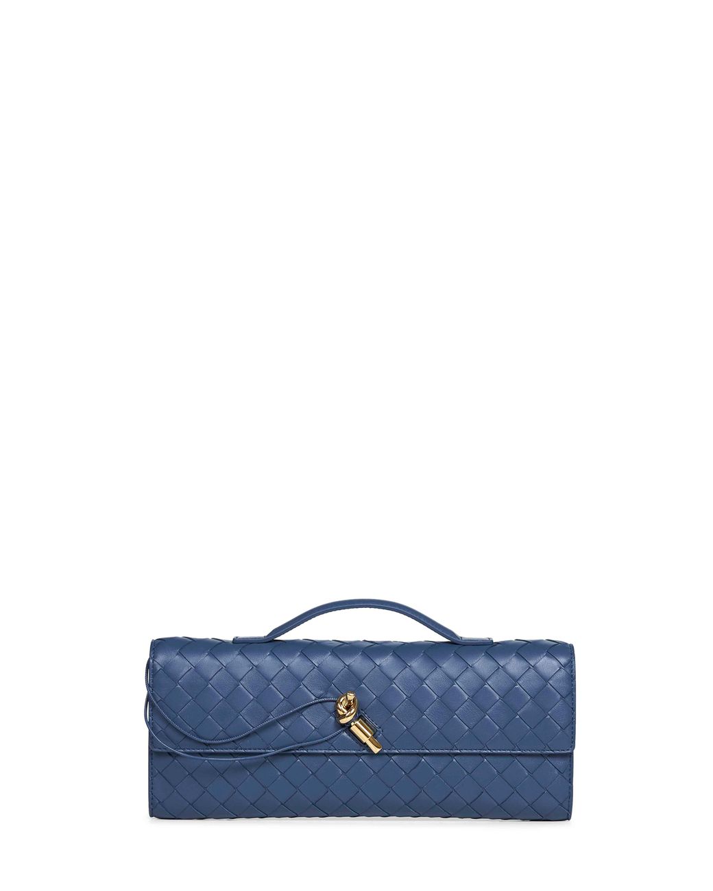 Bottega Veneta Blue Venezia Andiamo Clutch Top Handle Clutch Bag