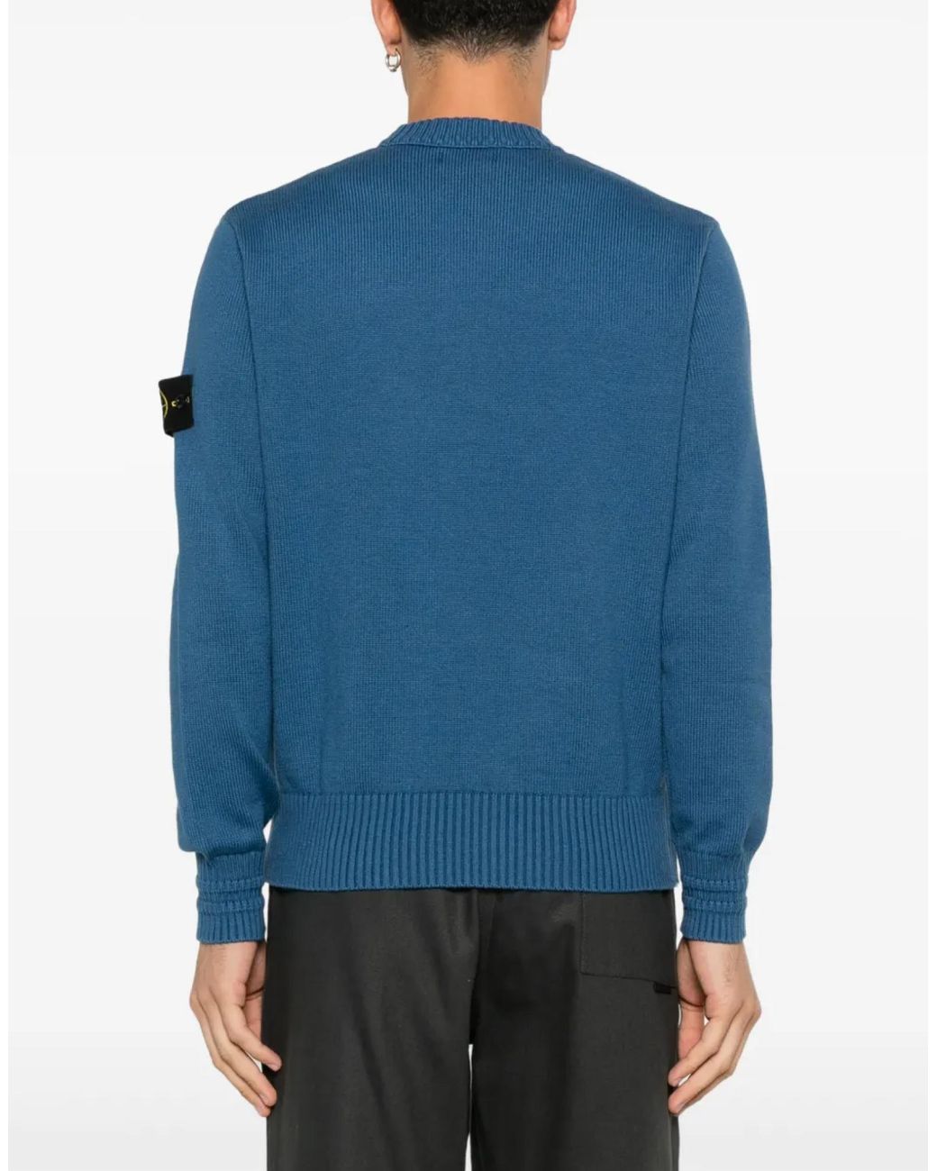 Stone Island Blue Compass Logo Patch Sweater for men