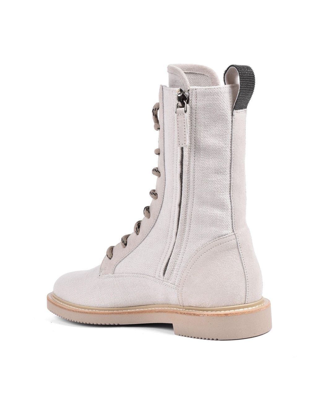 Brunello Cucinelli Multicolor Light Canvas Combat Boots