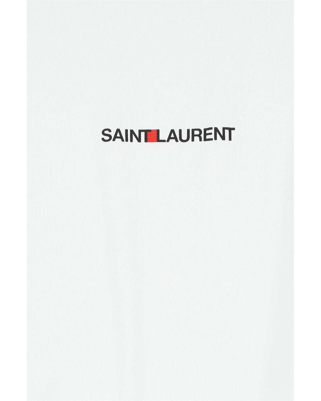 Saint Laurent White Saint Laurent Logo-Embroidered Cotton T-Shirt